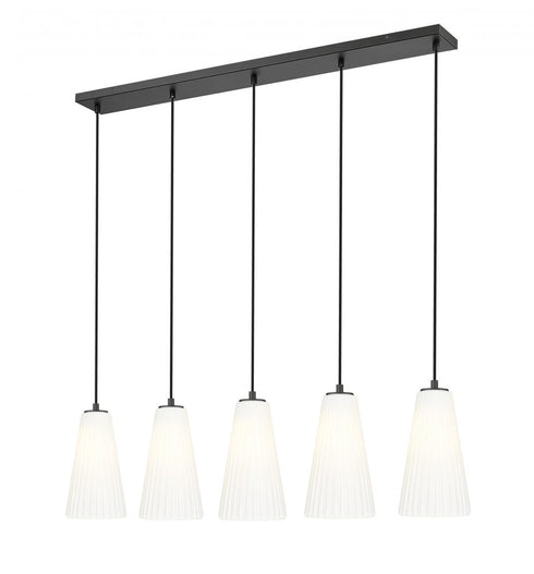 Z-Lite Farrell 5 Light Linear Chandelier in Brushed Nickel Finish Model: 3043P6-5L-BN