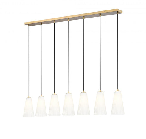 Z-Lite Farrell 7 Light Linear Chandelier in Brushed Nickel Finish Model: 3043P6-7L-BN