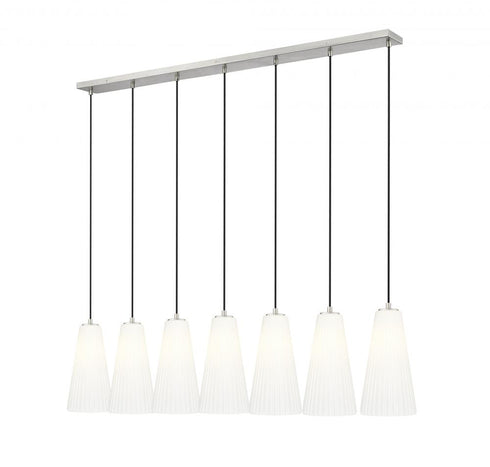 Z-Lite Farrell 7 Light Linear Chandelier in Brushed Nickel Finish Model: 3043P7-7L-BN