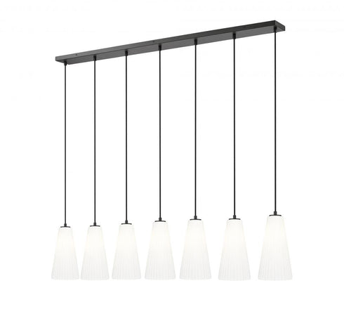 Z-Lite Farrell 7 Light Linear Chandelier in Brushed Nickel Finish Model: 3043P7-7L-BN