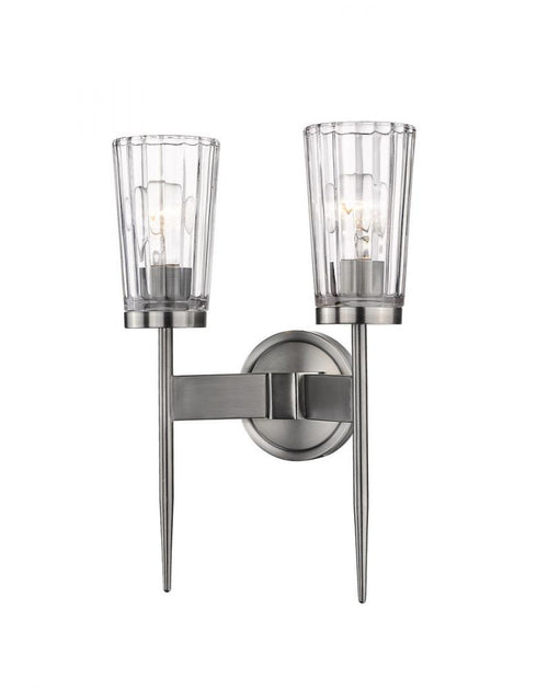 Z-Lite Flair 2 Light Wall Sconce in Antique Nickel Finish Model: 1932-2S-AN