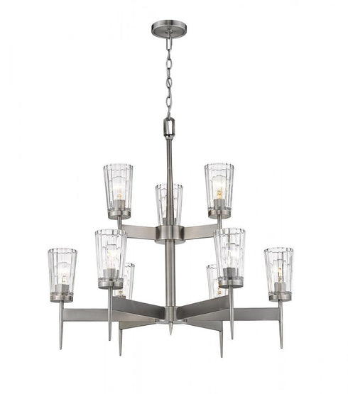 Z-Lite Flair 9 Light Chandelier in Antique Nickel Finish Model: 1932-9AN