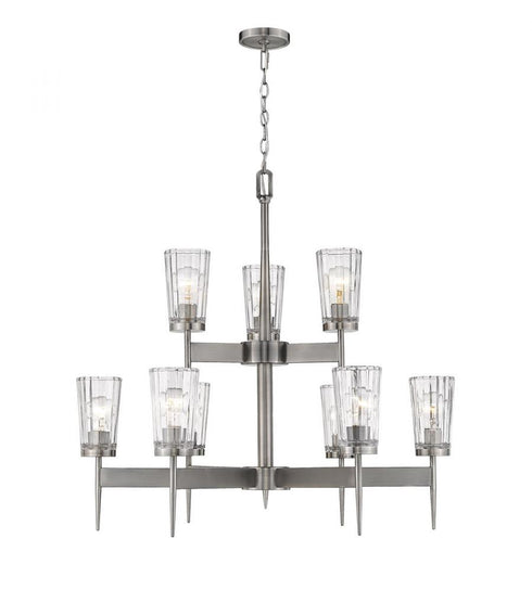 Z-Lite Flair 9 Light Chandelier in Antique Nickel Finish Model: 1932-9AN
