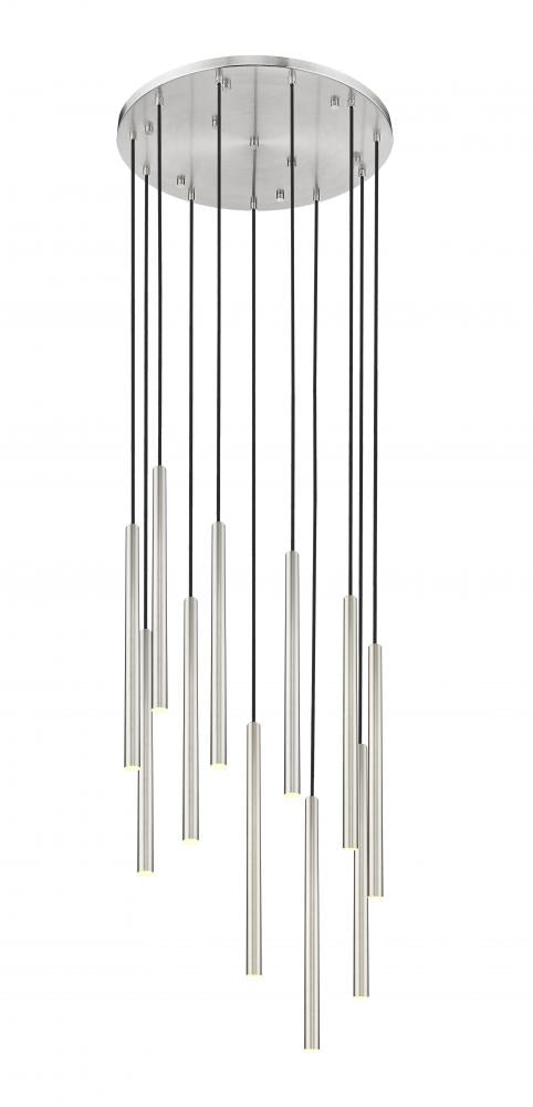 Z-Lite Forest 11 Light Chandelier in Brushed Nickel Finish Model: 919MP24-11R-BN-LED