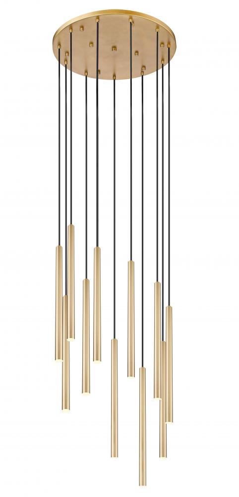 Z-Lite Forest 11 Light Chandelier in Brushed Nickel Finish Model: 919MP24-11R-BN-LED