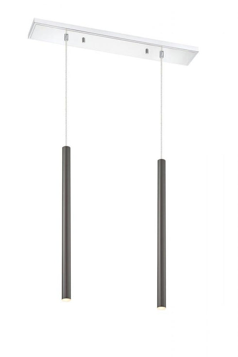 Z-Lite Forest 2 Light Linear Chandelier in Brushed Nickel Finish Model: 917MP24-BN-LED-2LBN