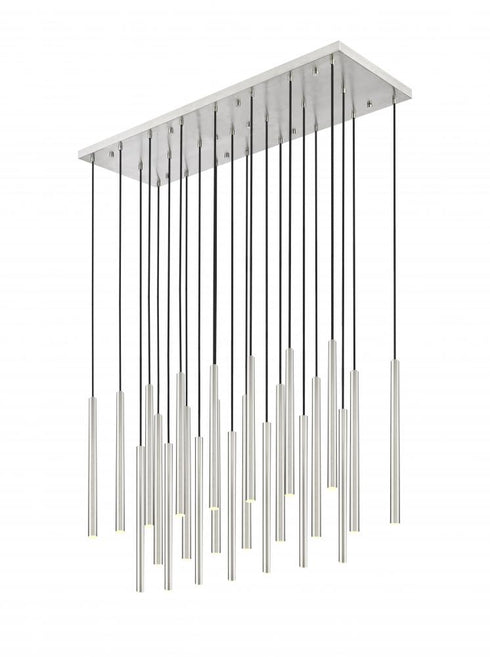 Z-Lite Forest 23 Light Linear Chandelier in Brushed Nickel Finish Model: 919MP24-23L-BN-LED