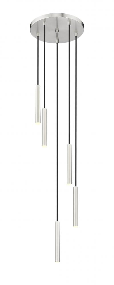 Z-Lite Forest 5 Light Chandelier in Brushed Nickel Finish Model: 919MP12-5R-BN-LED