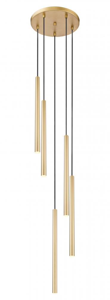 Z-Lite Forest 5 Light Chandelier in Brushed Nickel Finish Model: 919MP24-5R-BN-LED
