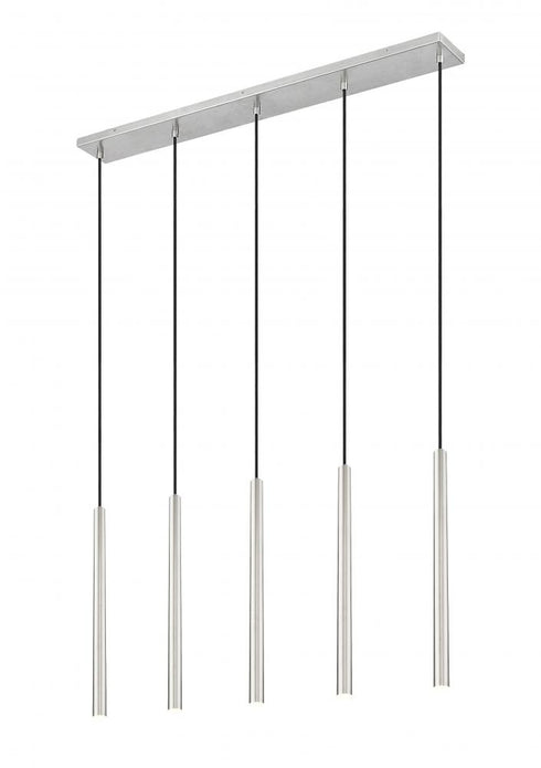 Z-Lite Forest 5 Light Linear Chandelier in Brushed Nickel Finish Model: 919MP24-5L-BN-LED
