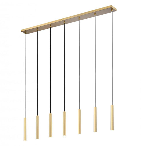 Z-Lite Forest 7 Light Linear Chandelier in Brushed Nickel Finish Model: 919MP12-7L-BN-LED