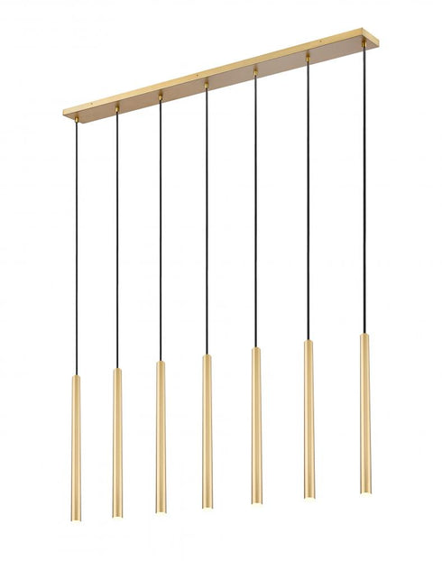 Z-Lite Forest 7 Light Linear Chandelier in Brushed Nickel Finish Model: 919MP24-7L-BN-LED