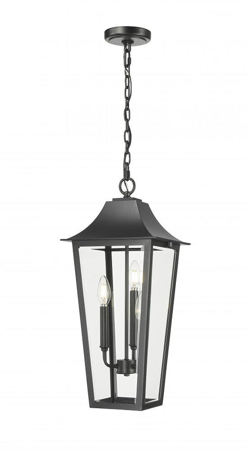 Z-Lite Gannon 3 Light Outdoor Chain Mount Ceiling Fixture in Black Finish Model: 5008CHB-BK