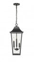 Z-Lite Gannon 3 Light Outdoor Chain Mount Ceiling Fixture in Black Finish Model: 5008CHB-BK
