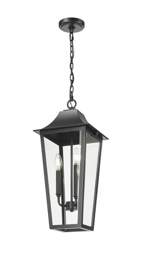 Z-Lite Gannon 3 Light Outdoor Chain Mount Ceiling Fixture in Black Finish Model: 5008CHB-BK