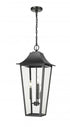 Z-Lite Gannon 3 Light Outdoor Chain Mount Ceiling Fixture in Black Finish Model: 5008CHXL-BK