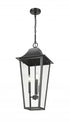 Z-Lite Gannon 3 Light Outdoor Chain Mount Ceiling Fixture in Black Finish Model: 5008CHXL-BK