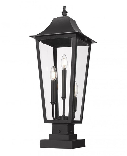 Z-Lite Gannon 3 Light Outdoor Pier Mounted Fixture in Black Finish Model: 5008PHBS-SQPM-BK