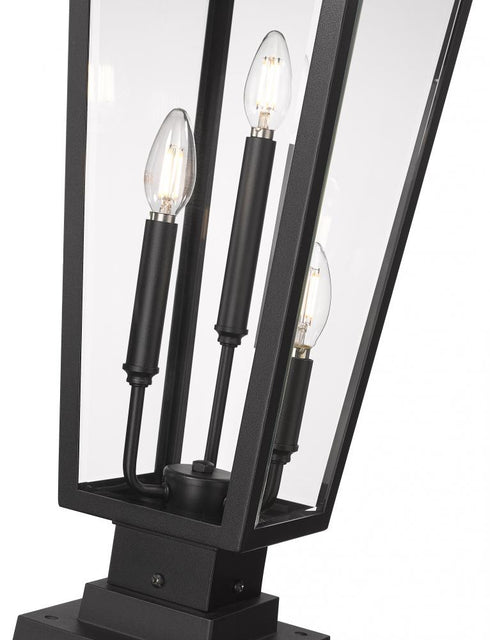 Z-Lite Gannon 3 Light Outdoor Pier Mounted Fixture in Black Finish Model: 5008PHBS-SQPM-BK