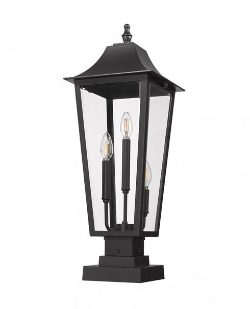 Z-Lite Gannon 3 Light Outdoor Pier Mounted Fixture in Black Finish Model: 5008PHBS-SQPM-BK