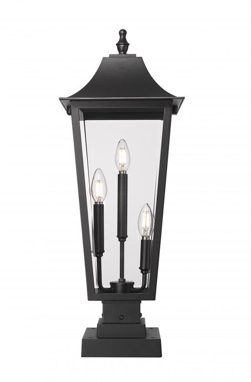 Z-Lite Gannon 3 Light Outdoor Pier Mounted Fixture in Black Finish Model: 5008PHBS-SQPM-BK