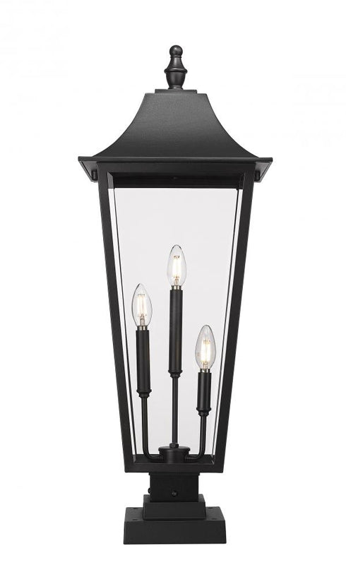 Z-Lite Gannon 3 Light Outdoor Pier Mounted Fixture in Black Finish Model: 5008PHXLS-SQPM-BK