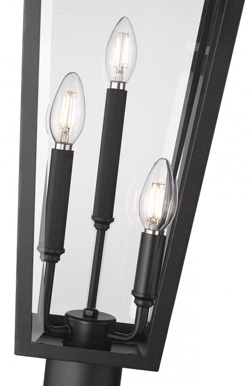 Z-Lite Gannon 3 Light Outdoor Post Mount Fixture in Black Finish Model: 5008PHBR-5009P120-BK