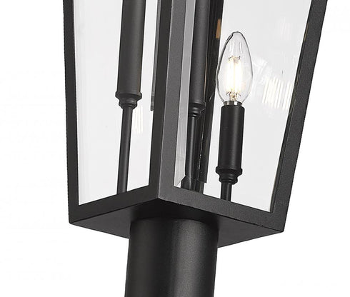 Z-Lite Gannon 3 Light Outdoor Post Mount Fixture in Black Finish Model: 5008PHBR-5009P96-BK