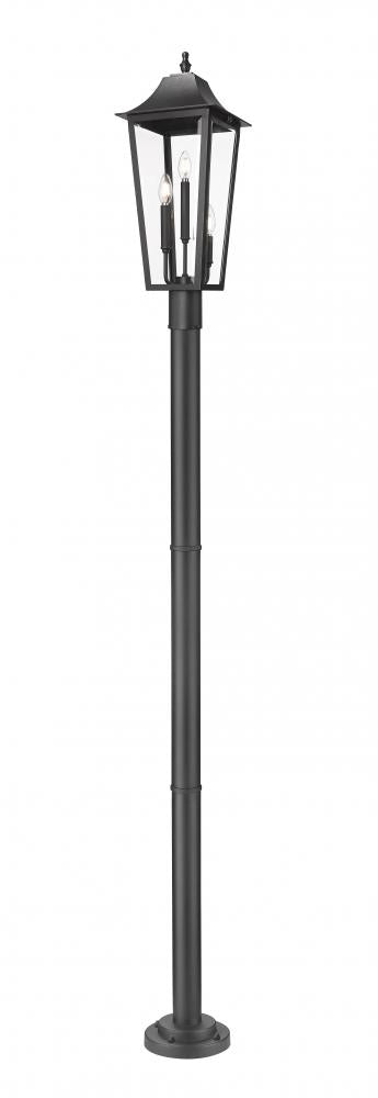 Z-Lite Gannon 3 Light Outdoor Post Mount Fixture in Black Finish Model: 5008PHBR-567P-BK