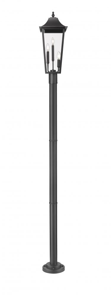 Z-Lite Gannon 3 Light Outdoor Post Mount Fixture in Black Finish Model: 5008PHBR-567P-BK