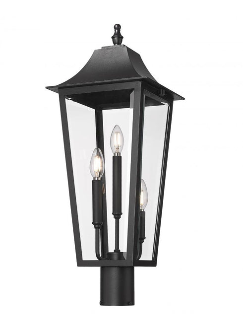 Z-Lite Gannon 3 Light Outdoor Post Mount Fixture in Black Finish Model: 5008PHBR-BK