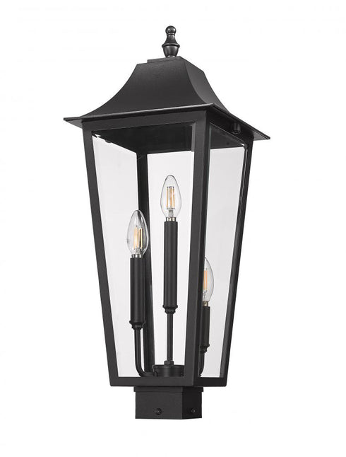 Z-Lite Gannon 3 Light Outdoor Post Mount Fixture in Black Finish Model: 5008PHBS-BK