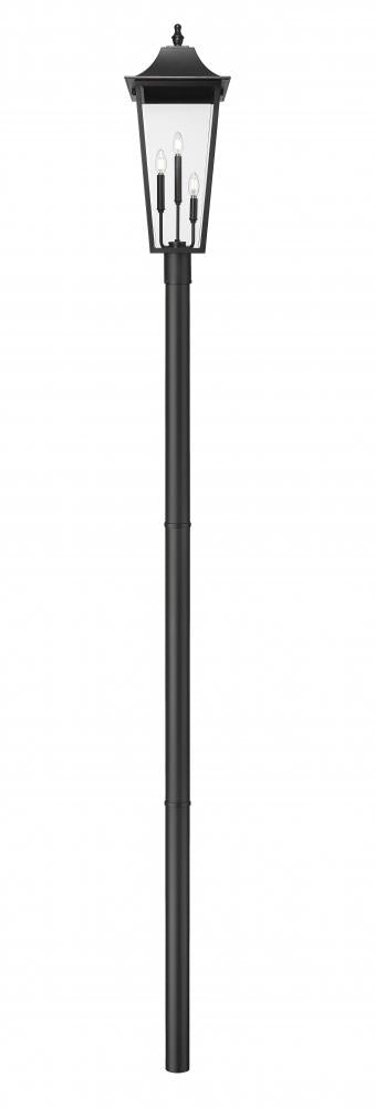 Z-Lite Gannon 3 Light Outdoor Post Mount Fixture in Black Finish Model: 5008PHXLR-5009P96-BK