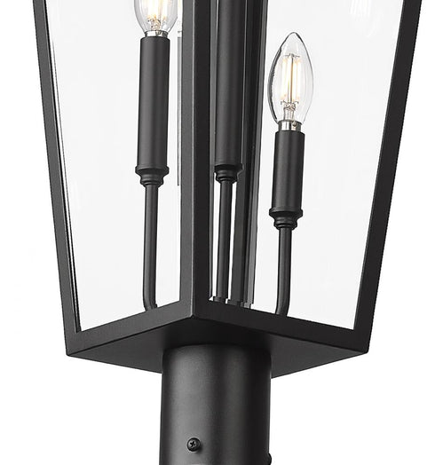 Z-Lite Gannon 3 Light Outdoor Post Mount Fixture in Black Finish Model: 5008PHXLR-5012P-BK