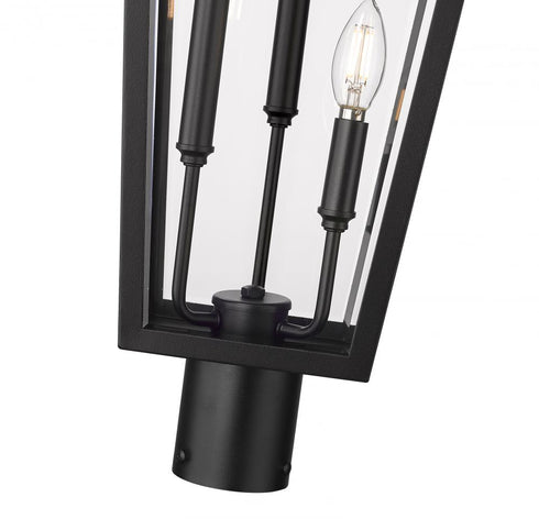 Z-Lite Gannon 3 Light Outdoor Post Mount Fixture in Black Finish Model: 5008PHXLR-BK