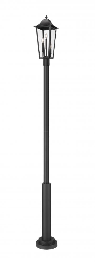 Z-Lite Gannon 3 Light Outdoor Post Mounted Fixture in Black Finish Model: 5008PHBR-5010P-BK