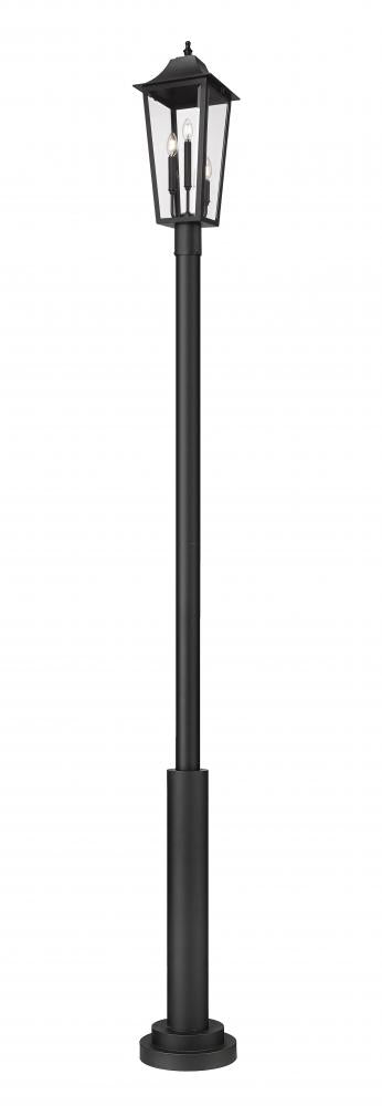 Z-Lite Gannon 3 Light Outdoor Post Mounted Fixture in Black Finish Model: 5008PHBR-5010P-BK