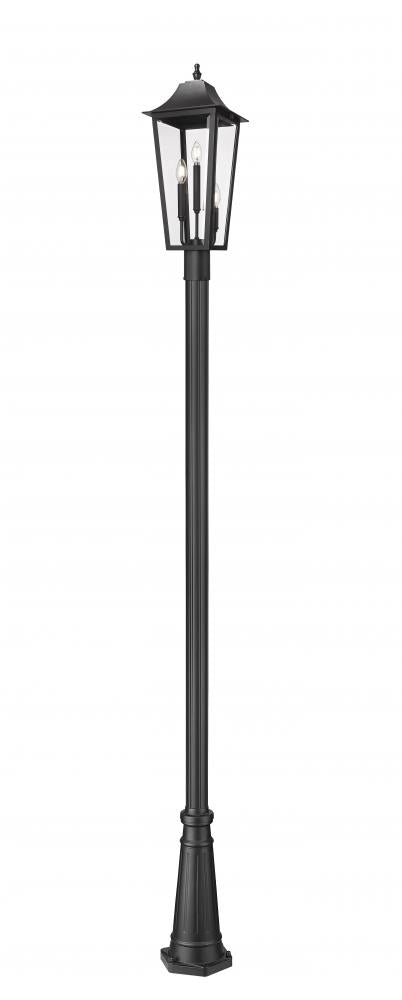 Z-Lite Gannon 3 Light Outdoor Post Mounted Fixture in Black Finish Model: 5008PHBR-5011P-BK