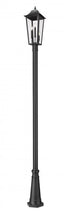 Z-Lite Gannon 3 Light Outdoor Post Mounted Fixture in Black Finish Model: 5008PHBR-5011P-BK