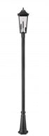 Z-Lite Gannon 3 Light Outdoor Post Mounted Fixture in Black Finish Model: 5008PHBR-5011P-BK