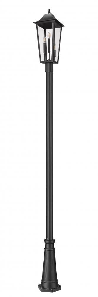 Z-Lite Gannon 3 Light Outdoor Post Mounted Fixture in Black Finish Model: 5008PHBR-5011P-BK