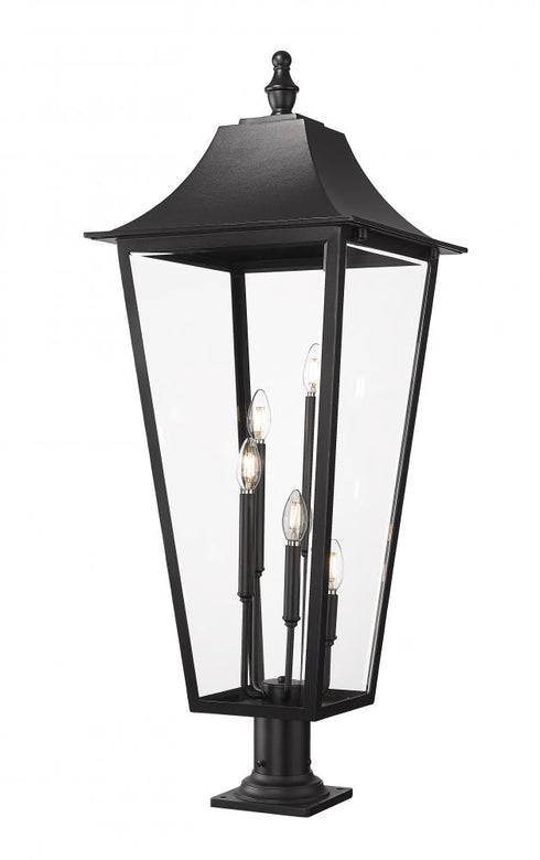 Z-Lite Gannon 5 Light Outdoor Pier Mounted Fixture in Black Finish Model: 5008PHXXLR-533PM-BK