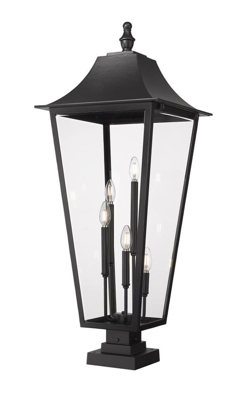 Z-Lite Gannon 5 Light Outdoor Pier Mounted Fixture in Black Finish Model: 5008PHXXLS-SQPM-BK