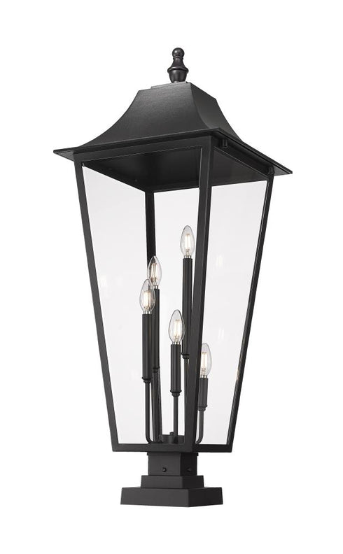 Z-Lite Gannon 5 Light Outdoor Pier Mounted Fixture in Black Finish Model: 5008PHXXLS-SQPM-BK