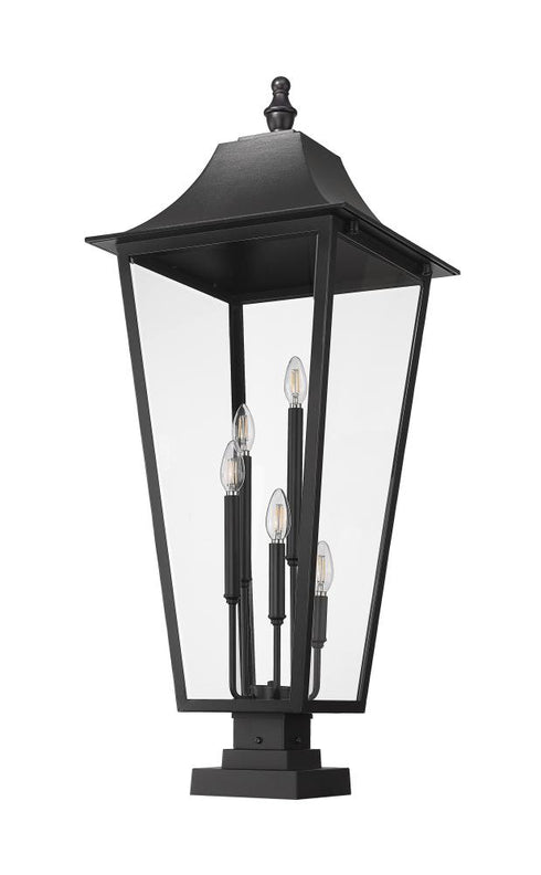 Z-Lite Gannon 5 Light Outdoor Pier Mounted Fixture in Black Finish Model: 5008PHXXLS-SQPM-BK