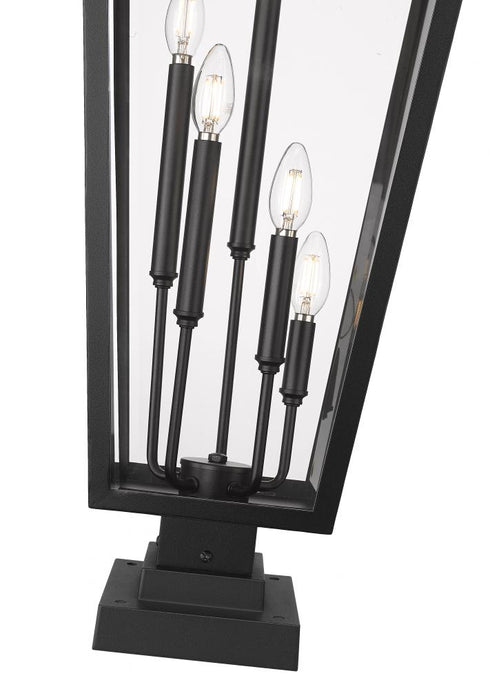 Z-Lite Gannon 5 Light Outdoor Pier Mounted Fixture in Black Finish Model: 5008PHXXLS-SQPM-BK