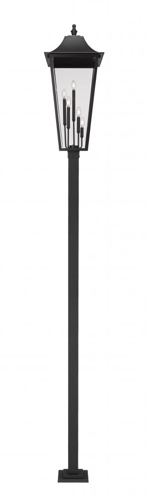 Z-Lite Gannon 5 Light Outdoor Post Mount Fixture in Black Finish Model: 5008PHXXLS-536P-BK
