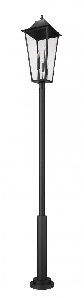 Z-Lite Gannon 5 Light Outdoor Post Mounted Fixture in Black Finish Model: 5008PHXXLR-5010P-BK