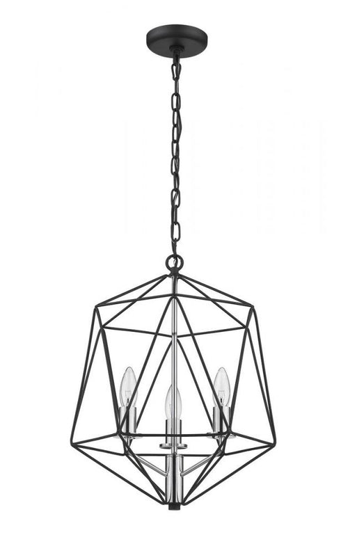 Z-Lite Geo 3 Light Chandelier in Matte Black + Chrome Finish Model: 918-14MB-CH
