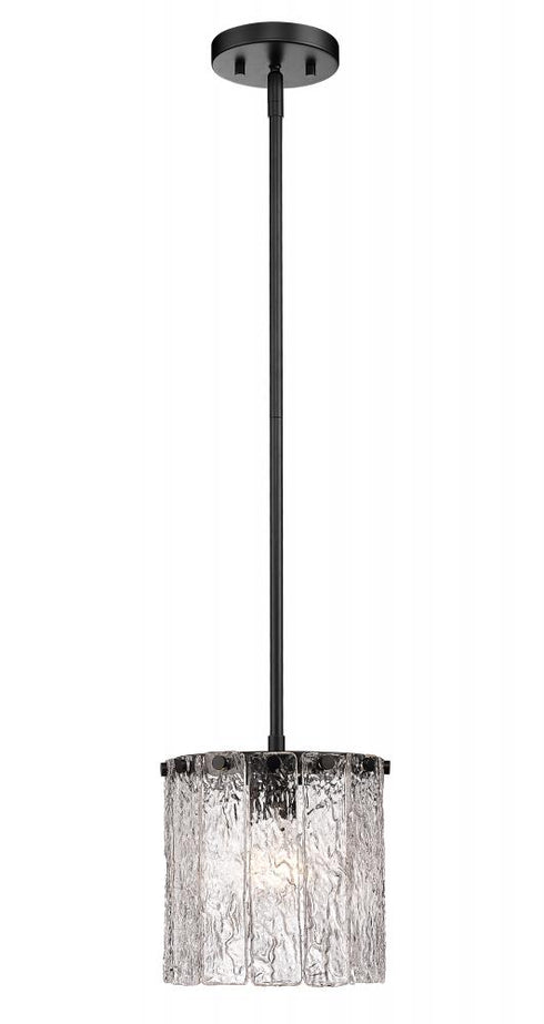 Z-Lite Glacier 1 Light Pendant in Matte Black Finish Model: 1943P8-MB